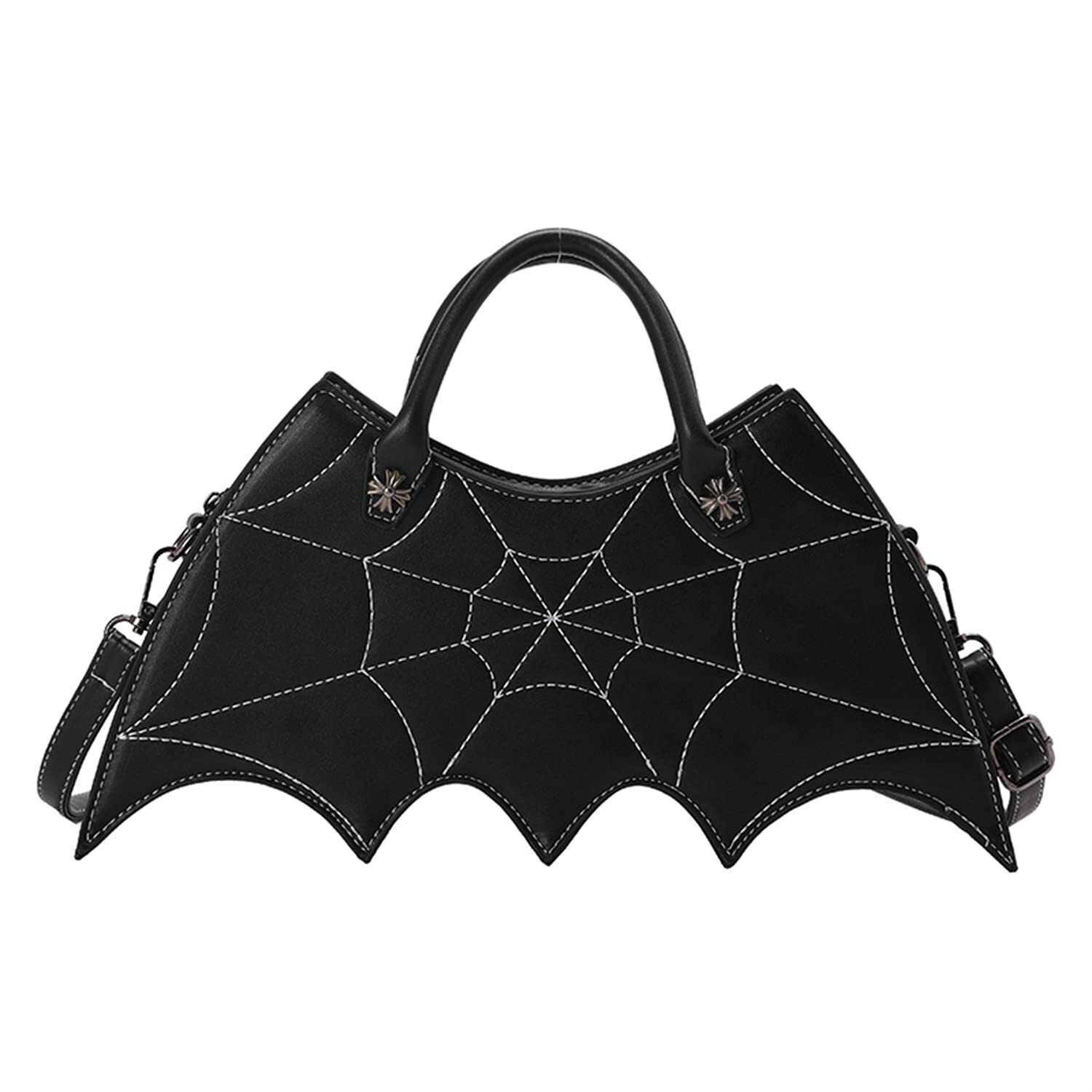 8518 Bat Wing Shoulder Bag Fashion Halloween Spider Web Tote Purse